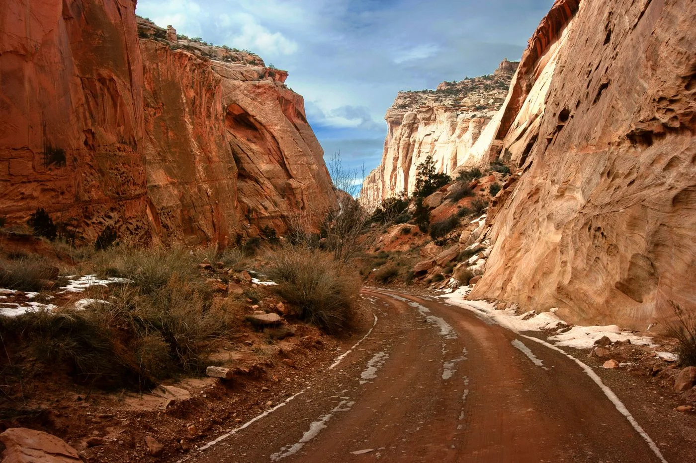 A road through Capitol Reef National Park Utah