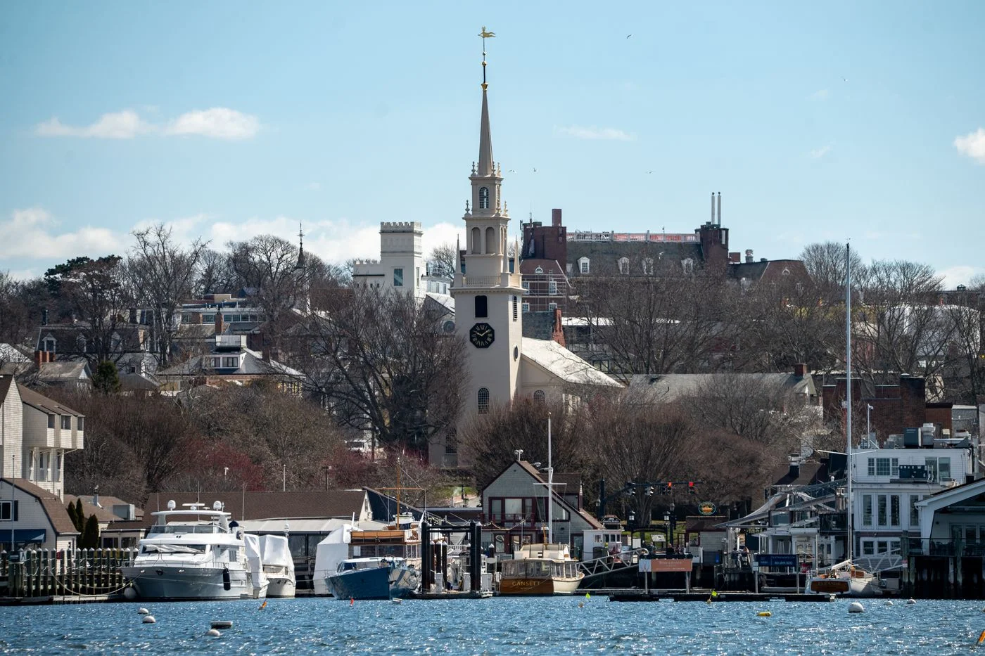 Historic buildings beside Newport Harbor Rhode Island