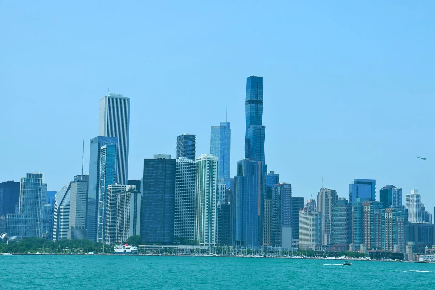 Chicago lakefront skyline on Lake Michigan